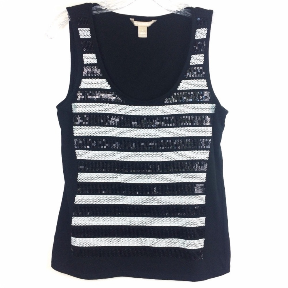 Banana Republic Black White Sequin Tank